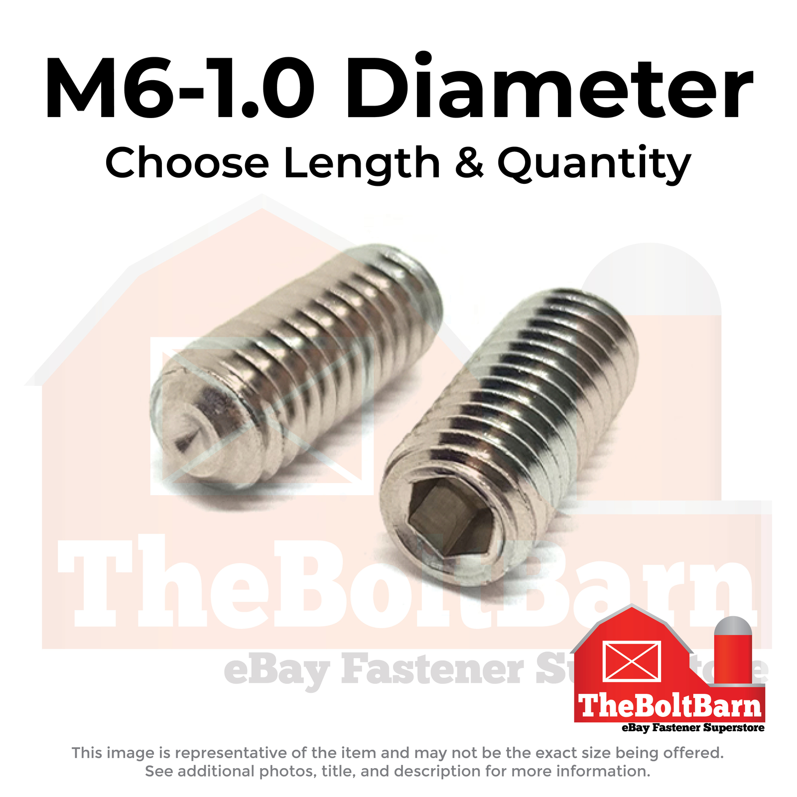 M6-1.0 Stainless A2 Cup Point Allen Socket Set Screws (Choose Length & Qty)