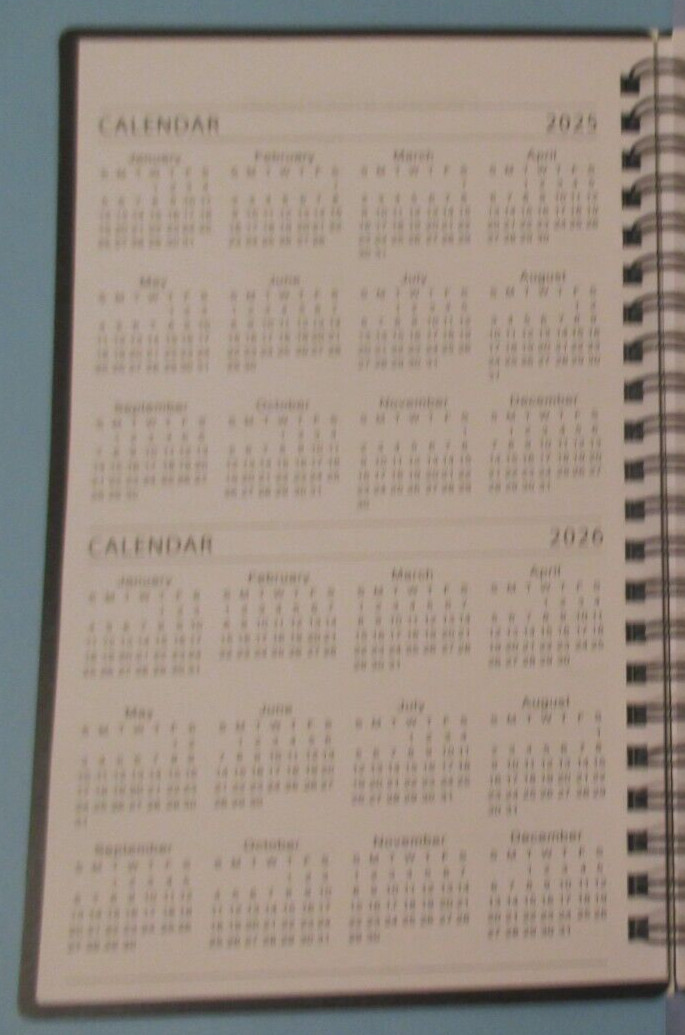 2025 SPIRAL Medium BLACK Monthly & Weekly Lined Dated PLANNER – 8X5″ – NOTEs
