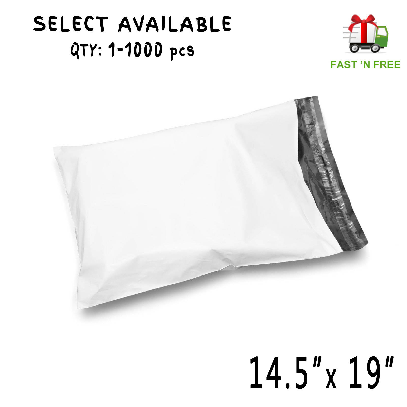 14.5 x 19 Poly Mailers Shipping Envelopes Self Seal Plastic Mailing Bags 1.7 Mil