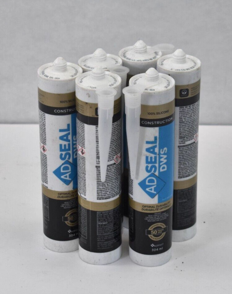 Lot of 6 ADSeal DWS Silicone Construction Sealant Cartridges 304mL Exp 01/2026