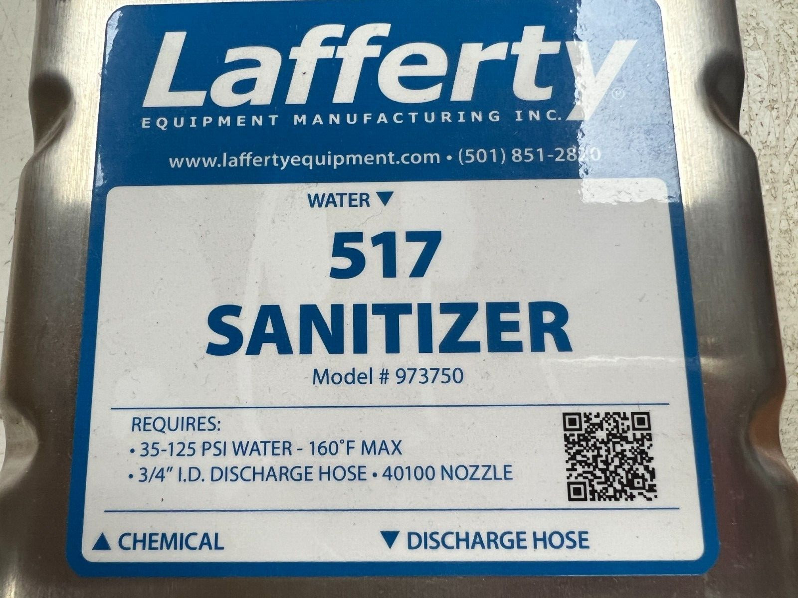 👀 NEW LAFFERTY 3/4″ 517 SANITIZER 35-125 PSI 5.4 GPM @ 40 PSI 973750