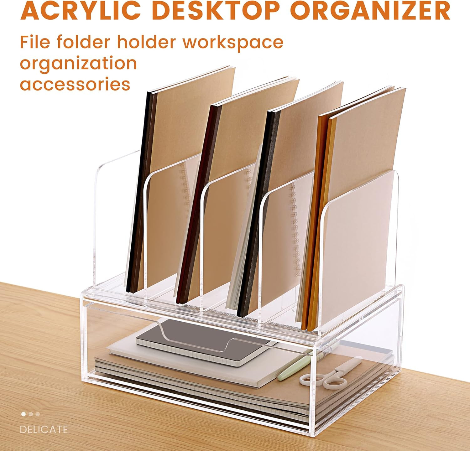 Desk Organizers and Accessories, Acrylic Desk Organizer with Drawer, Office Supp