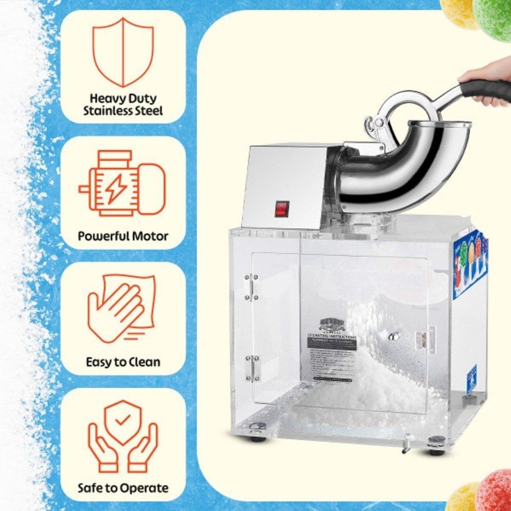 Commercial Snow Cone Machine Acrylic Ice Crusher Shaver 500 lbs Per Hour for