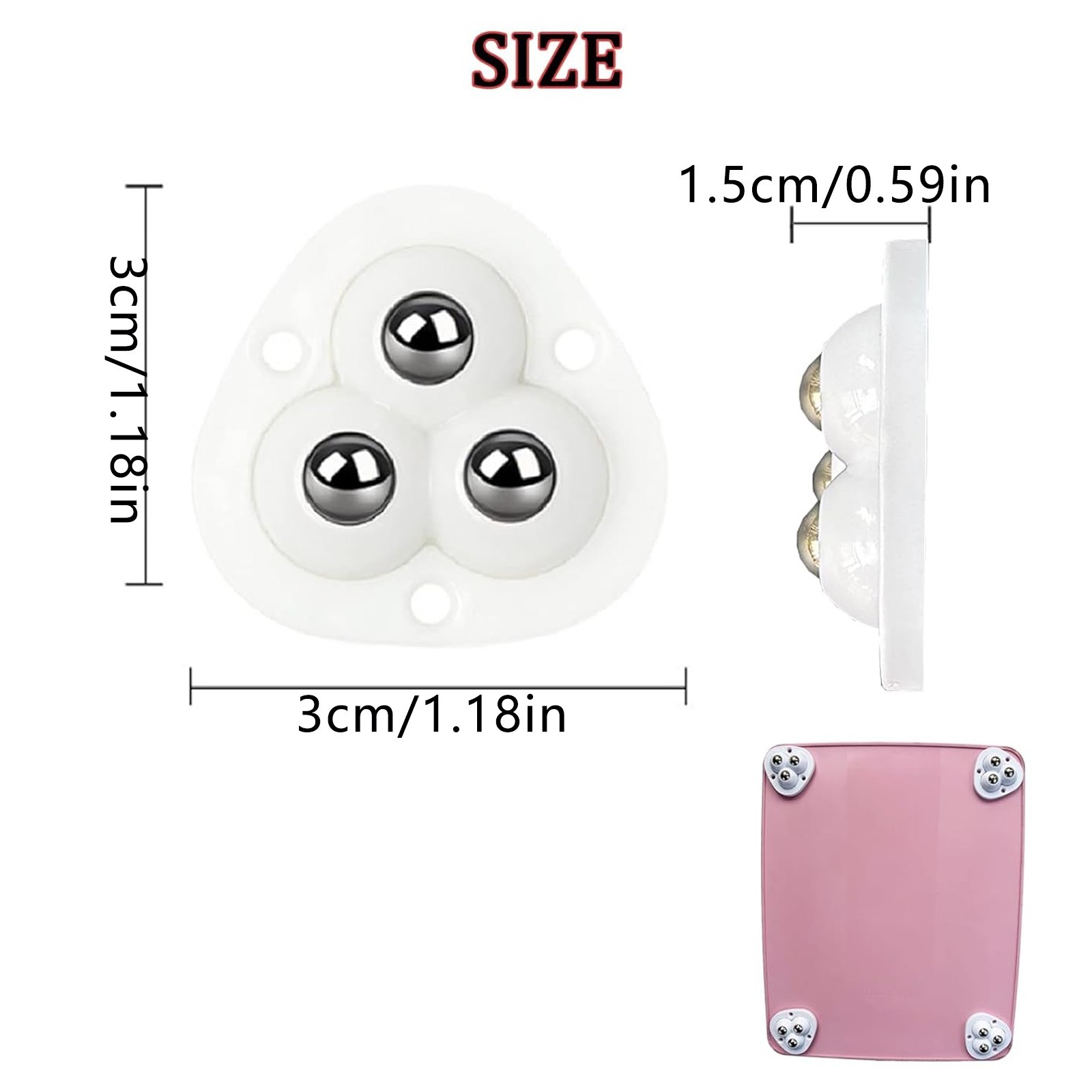 20 pcs Mini Swivel Caster Wheels Self Adhesive Stainless Steel Rolles