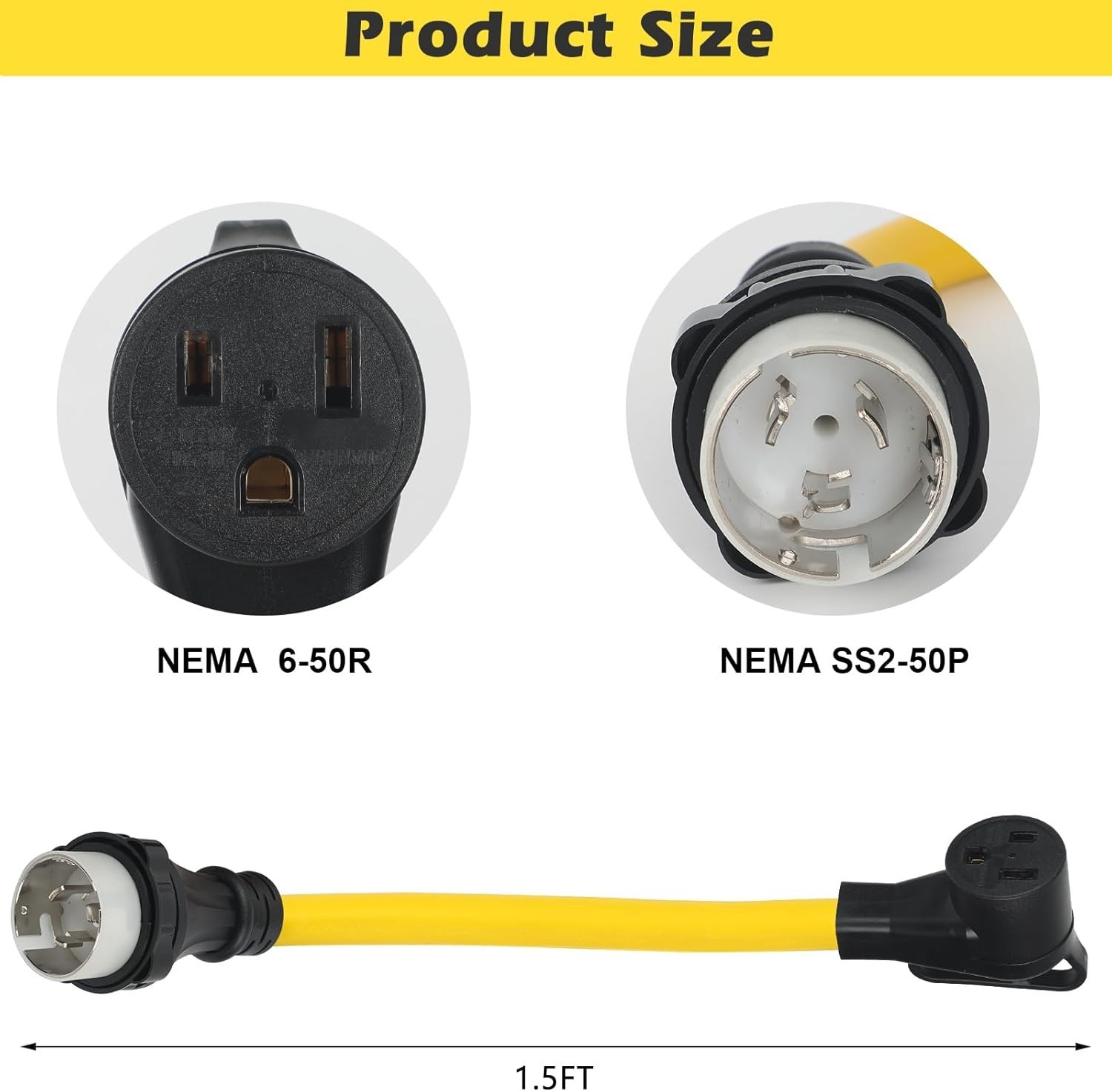 NEMA SS2-50P to 6-50R Welder Adapter Cord, 50Amp Locking Twist SS2-50 Male Plug