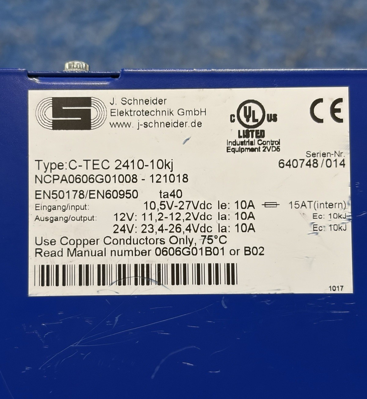 J.Schneider C-TEC 2410-10KJ Power Supply