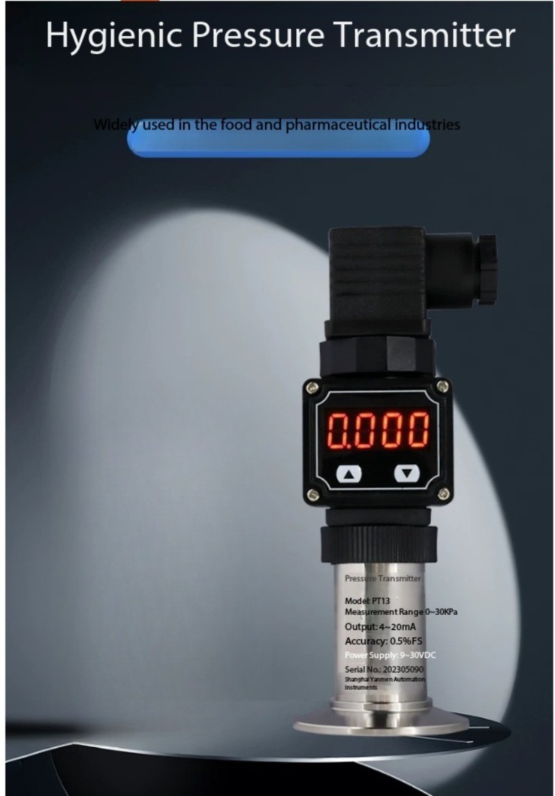 Sanitary Pressure Transmitter Flat Diaphragm Quick-Connect Chuck Pressure Sensor