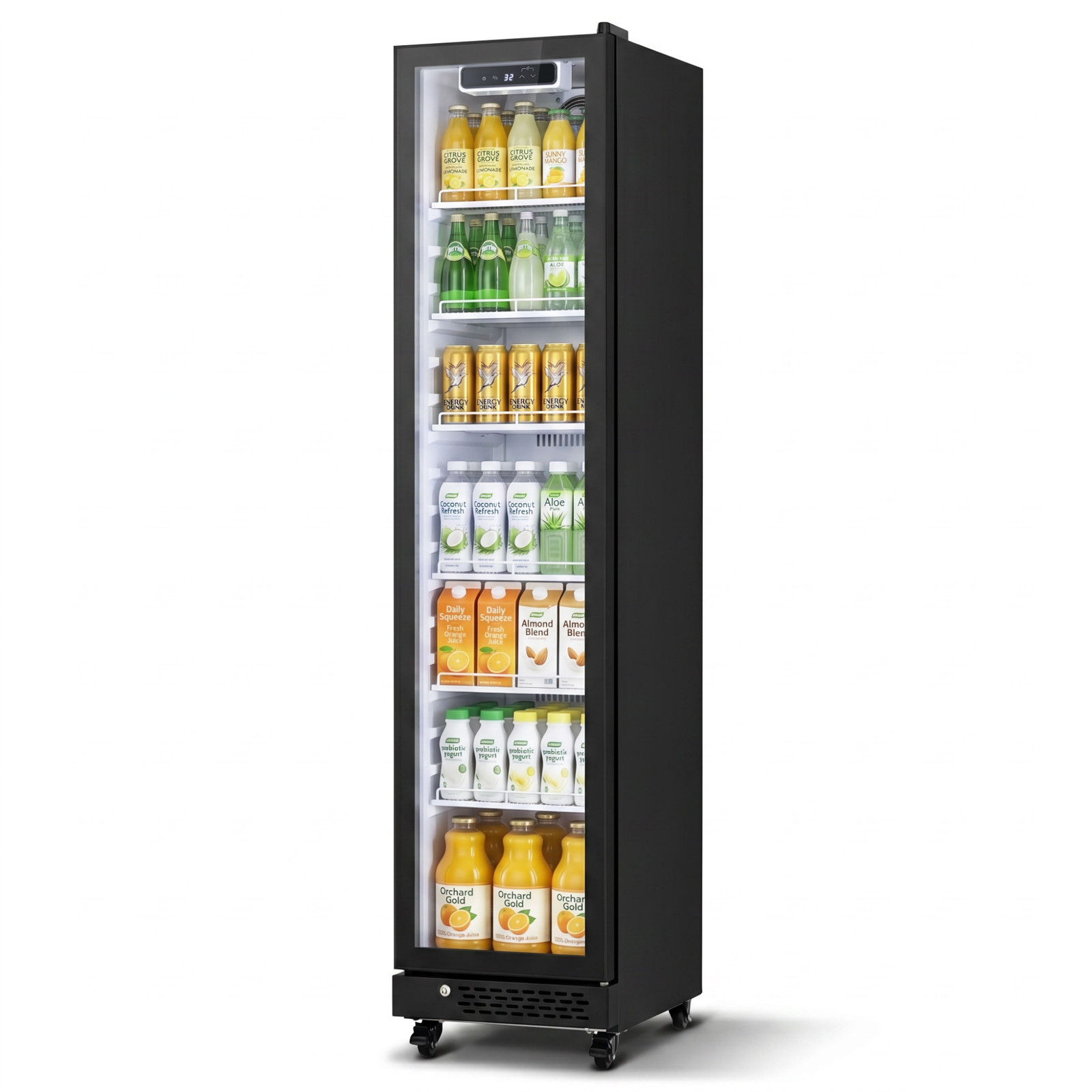 Yeego 8.3 Cu.ft Commercial Fridge Glass Door Merchandiser Refrigerator Black