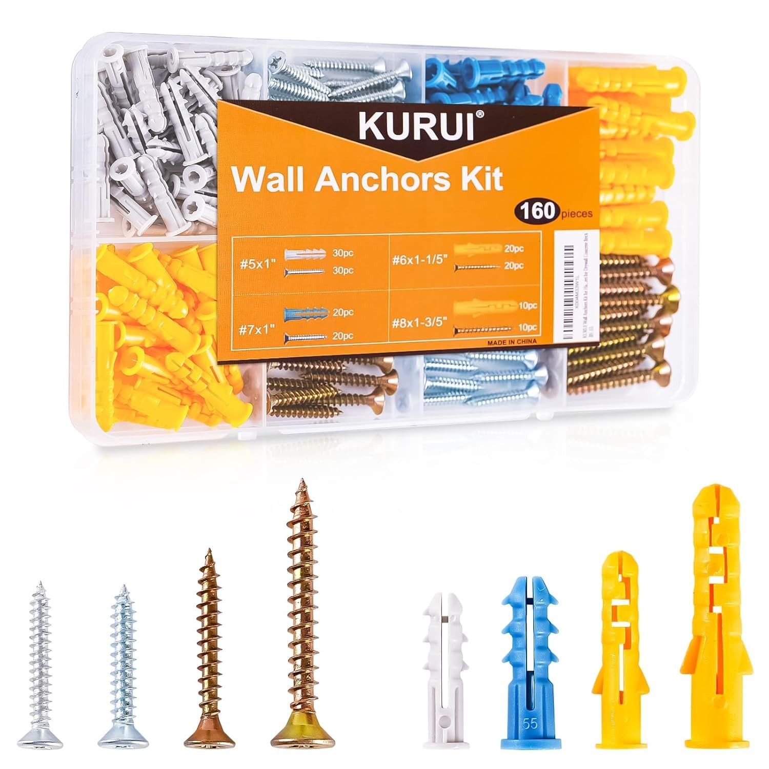 Wall Anchors Kit for Hanging Wall Art Decor, 160Pcs Drywall Anchors Assortmen…