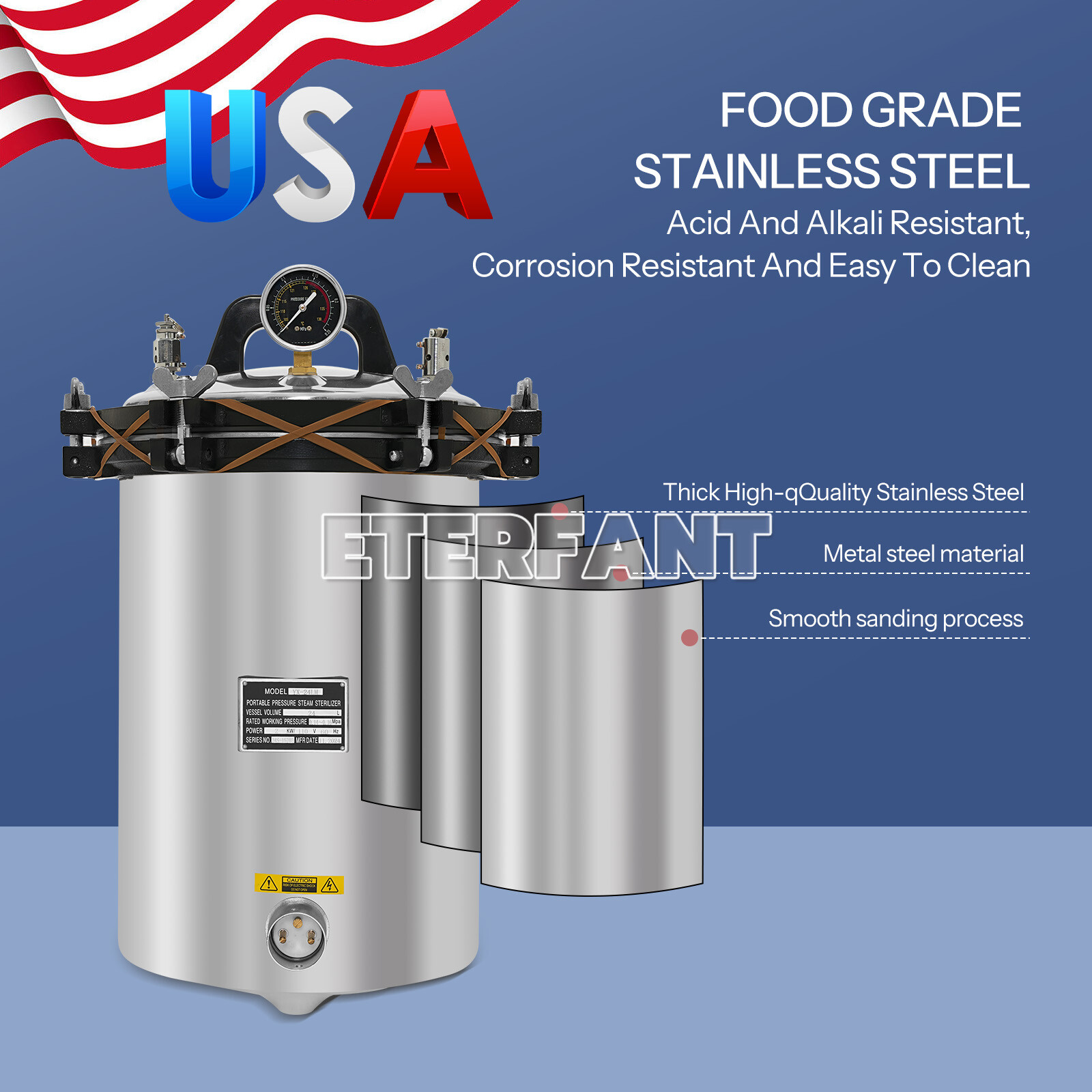 ETERFANT 24L Medical Pressure Steam Sterilizer/Electric Autoclave Sterilizer