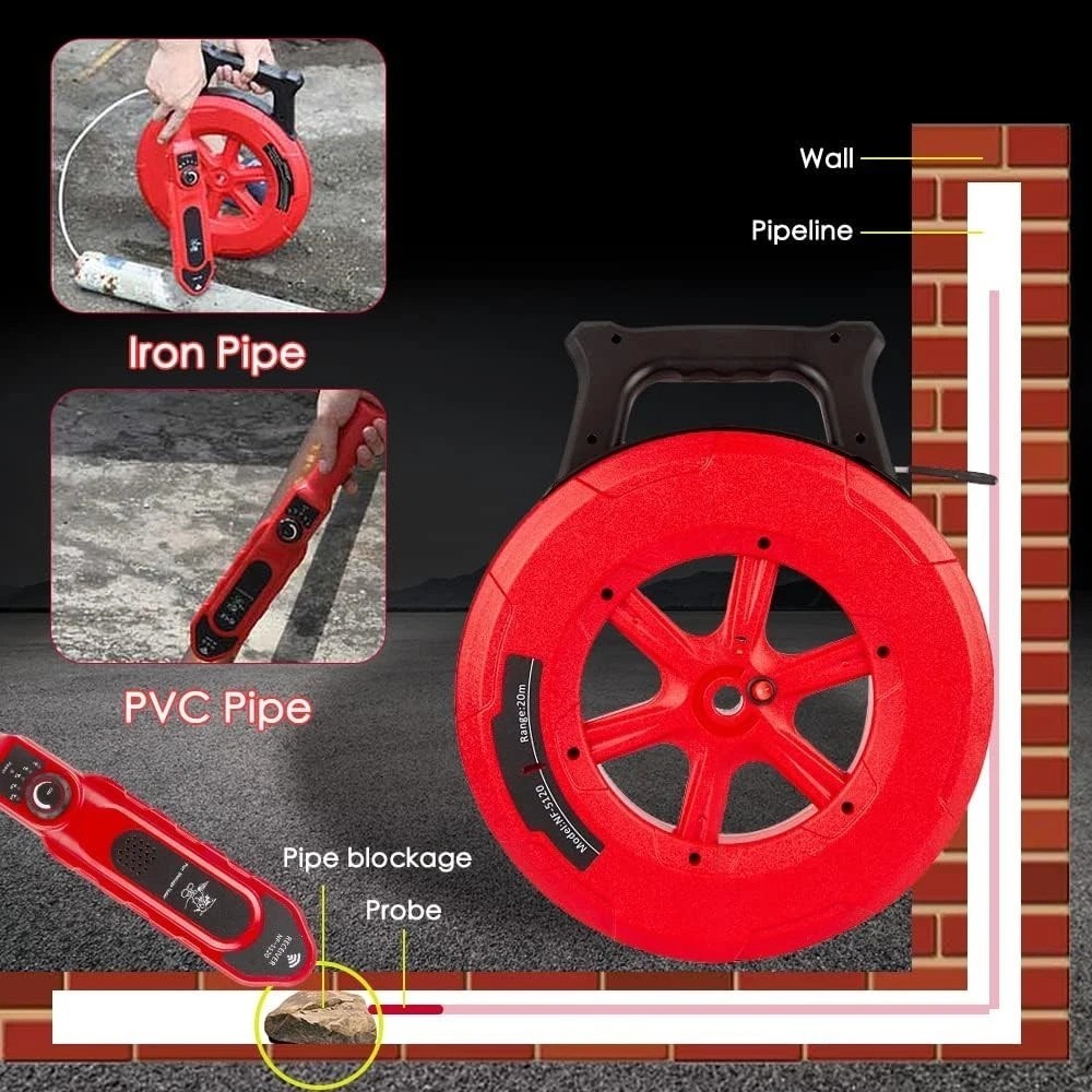 Pipe Blockage Detector, Water Pipe Locator Underground Diagnostic-Tool Wall S…