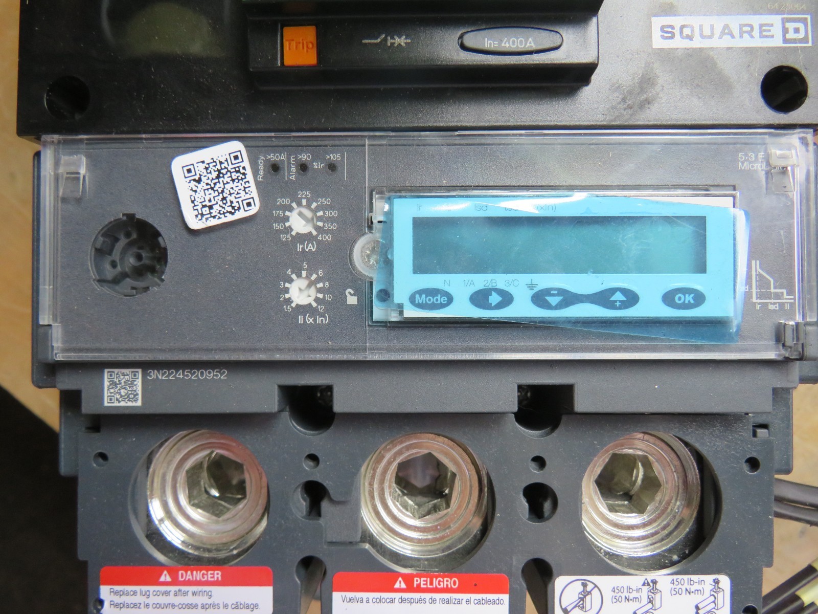 SQUARE D POWER PACT LJA36400 400A,3P, 600V I-LINE CIRCUIT BREAKER