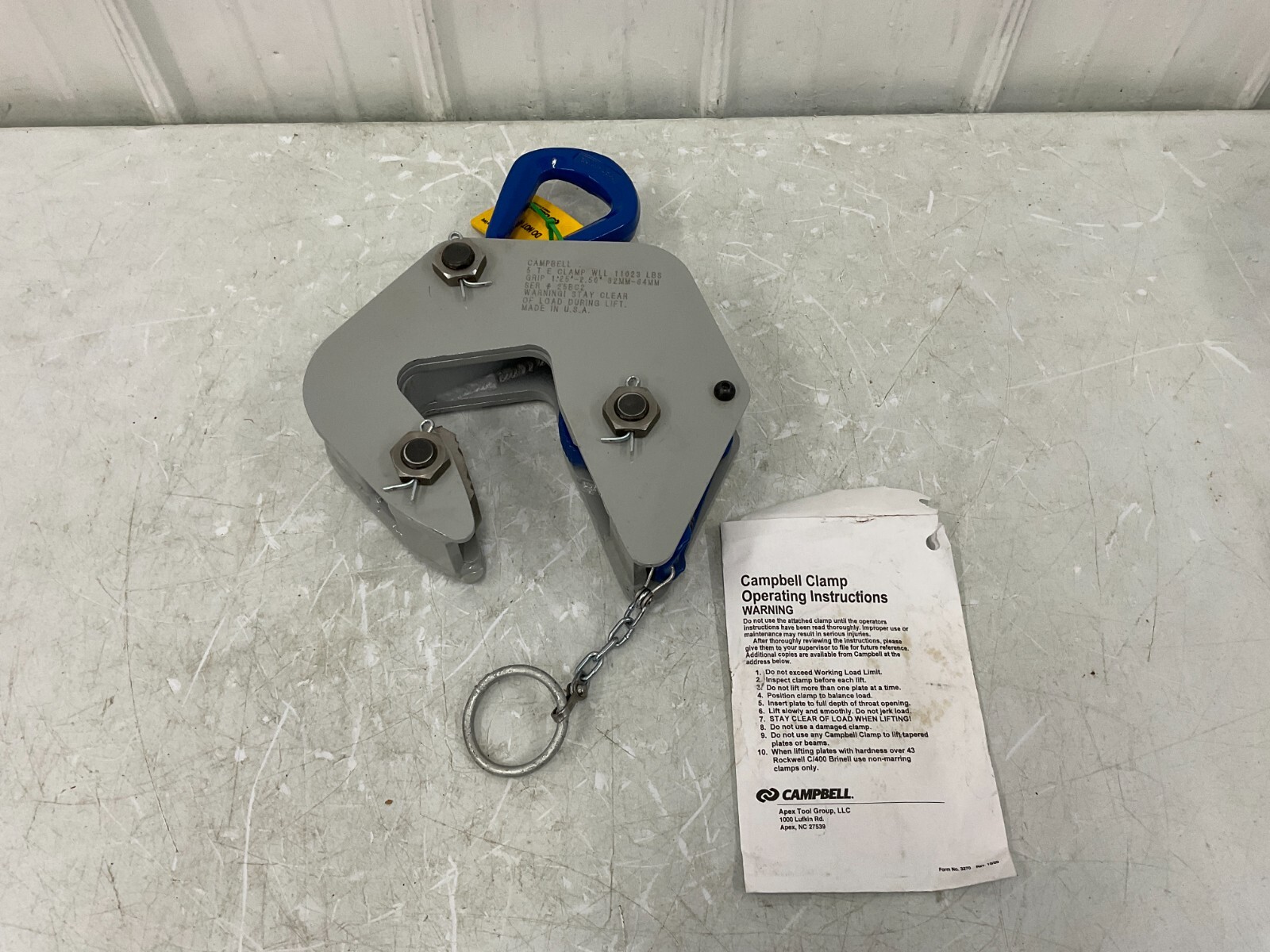 Campbell Chain & Fittings – 6420703 5 ton Locking ”E” Plate Clamp 1-1/4” – 2-1/2