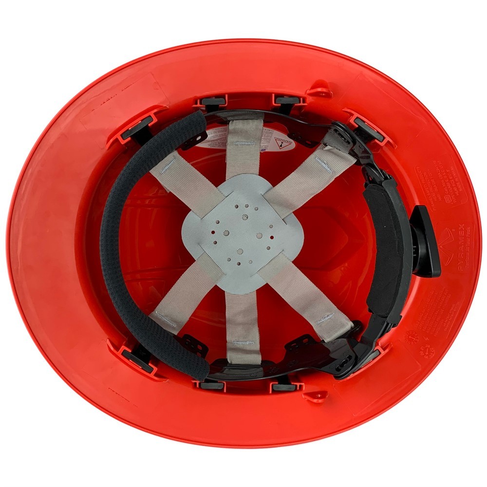 Pyramex RIDGELINE Full Brim Hard Hat with 6 point suspension – Red Graphite