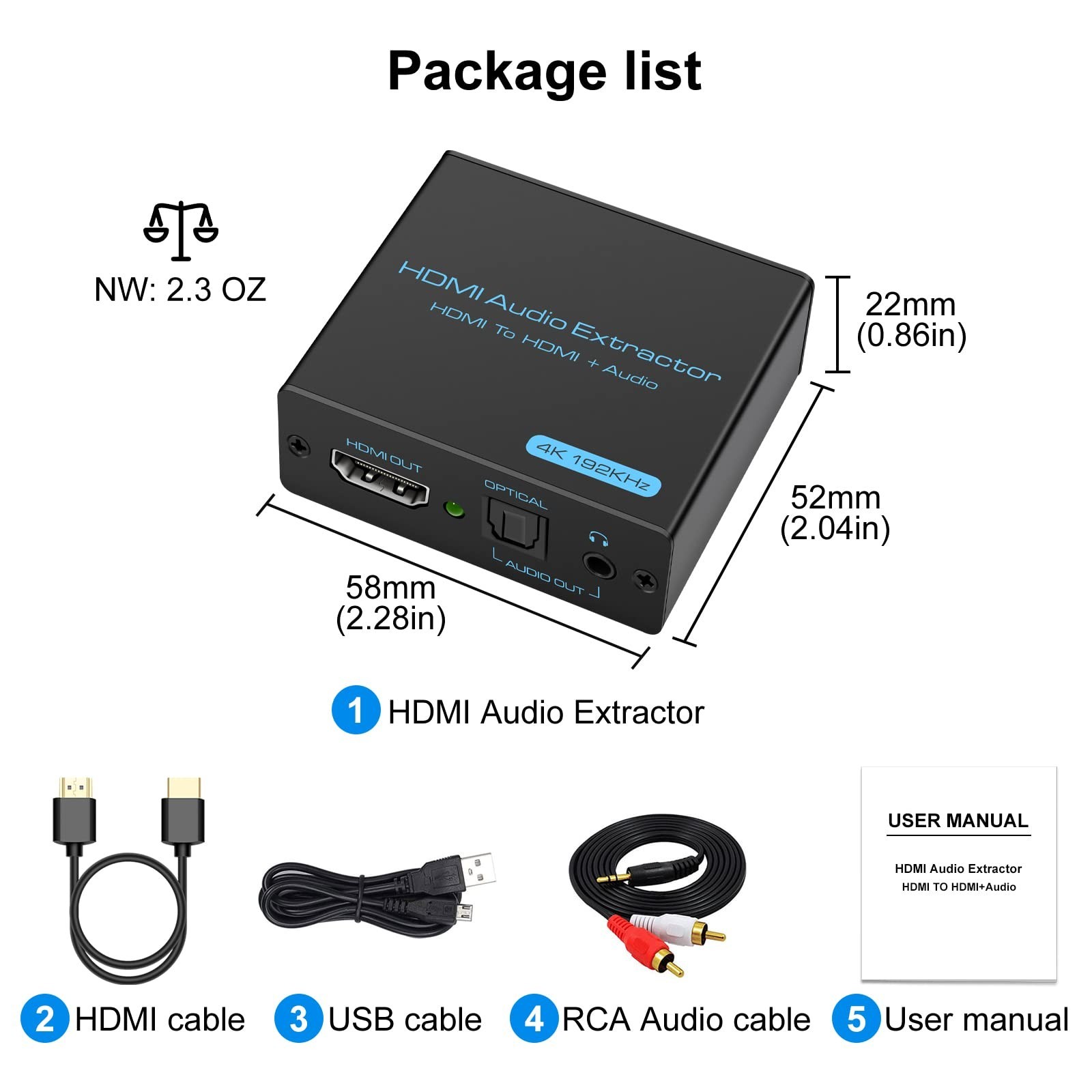 VPFET HDMI Audio Extractor 4K HDMI to Optical 3.5mm AUX Audio Adapter Splitte…
