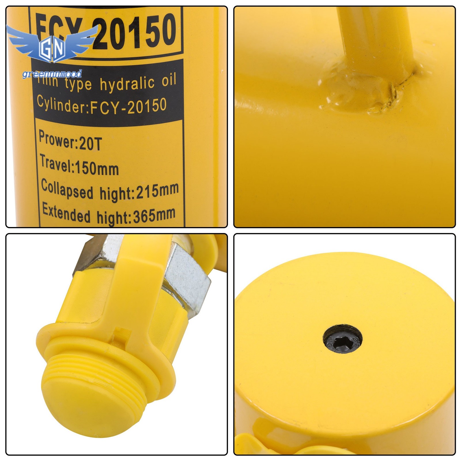 20 Ton Hydraulic Cylinder Ram Single Acting 6 Inch Stroke Lifting Jack Ram
