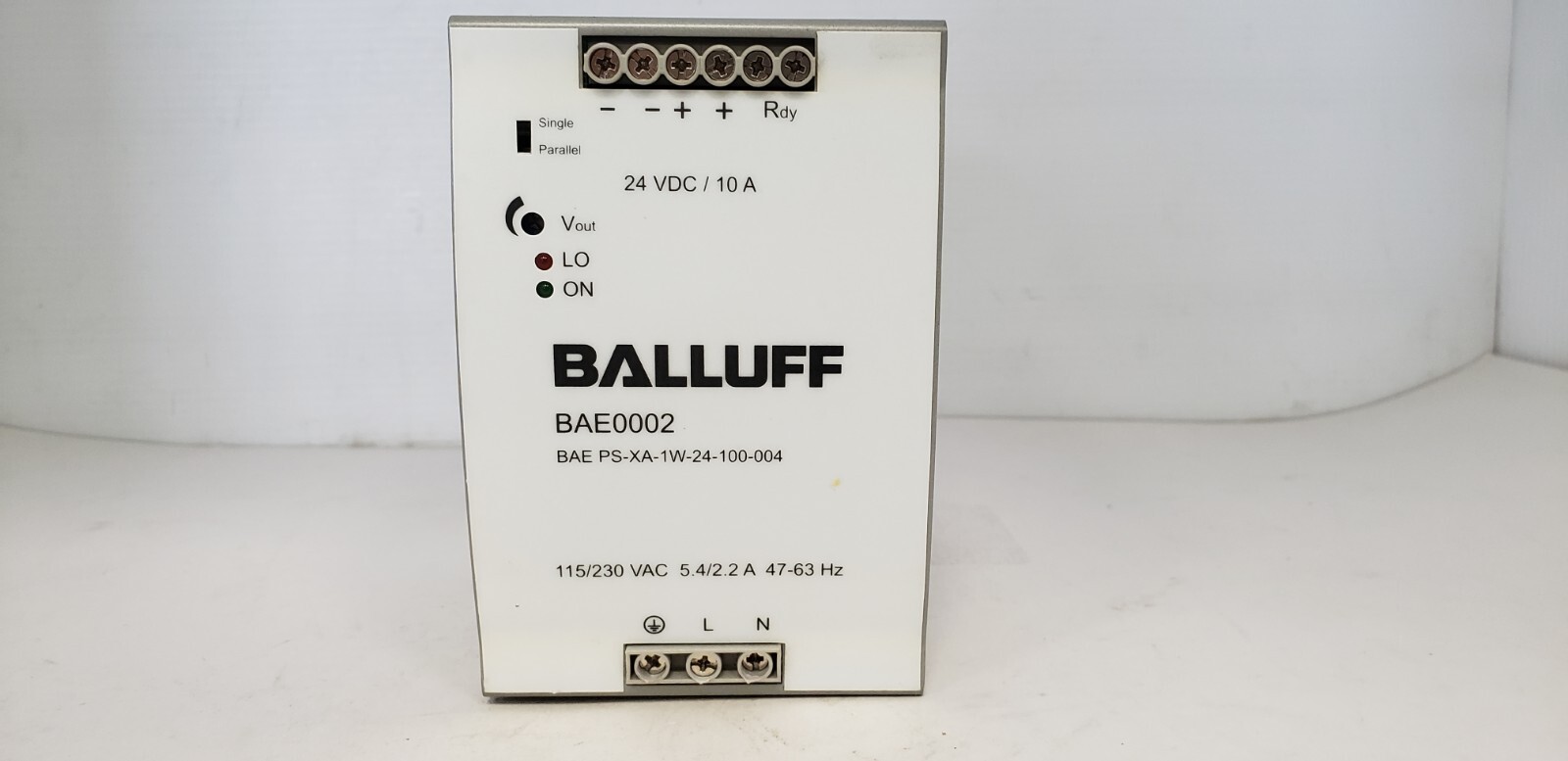 BALLUFF BAE0002 POWER SUPPLY, 115/230VAC, 47-63Hz, 5.4/2.2A, 24VDC/240W