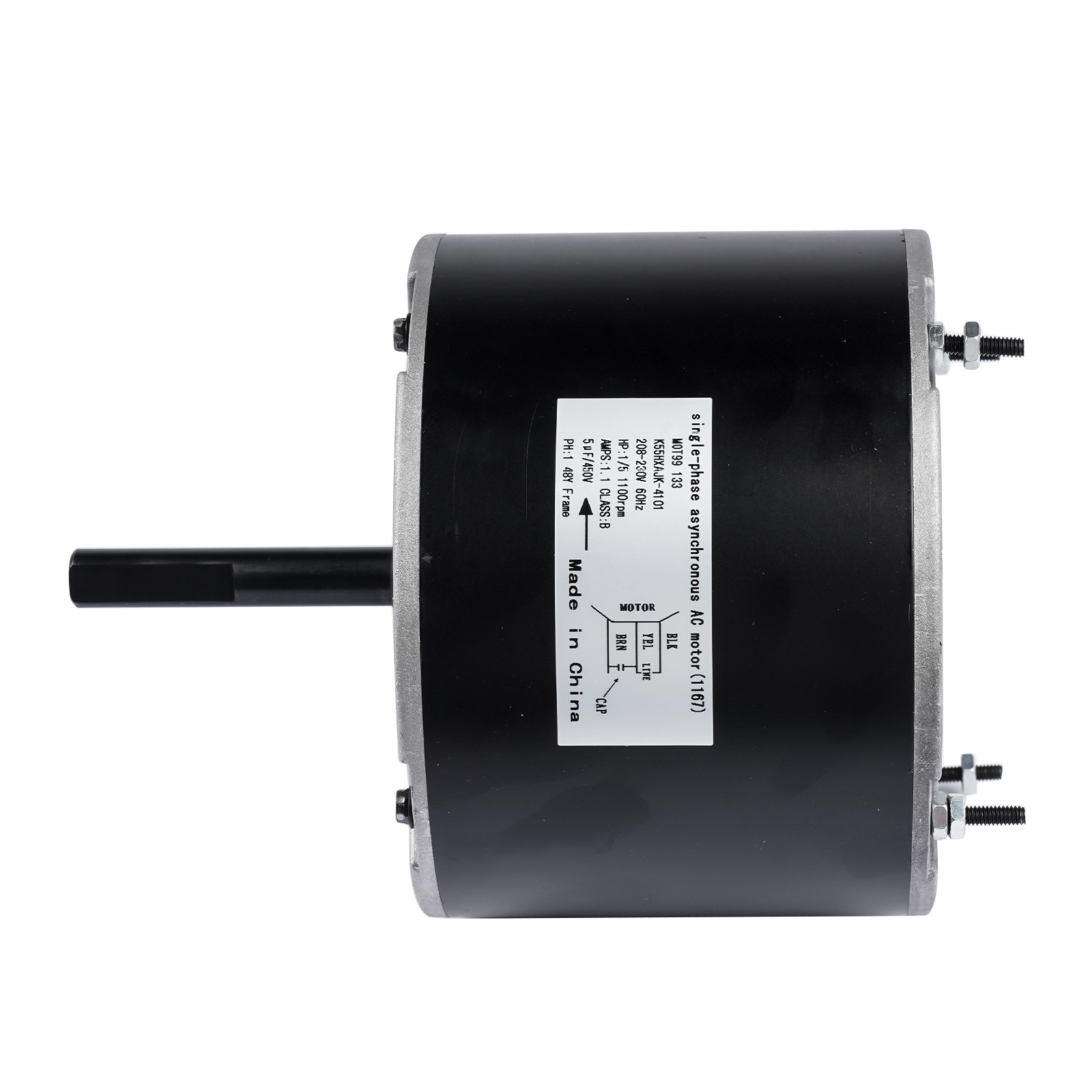 1/5 HP 208/230V Fan Motor 1100RPM Iron Black Replacement for GE Genteq HB38GR219