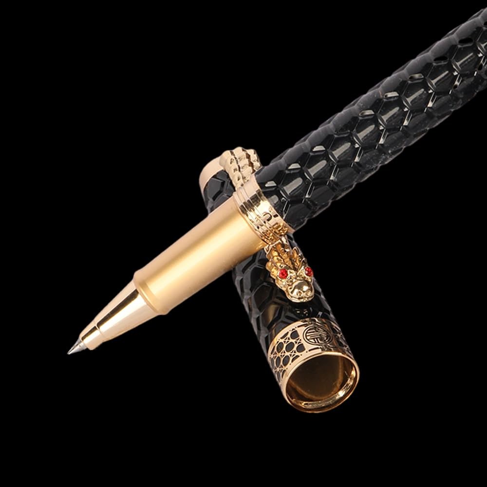 Stunning Luxury Rollerball Pen with 24K Gold Trim,Switzerland Tip with Black Ink