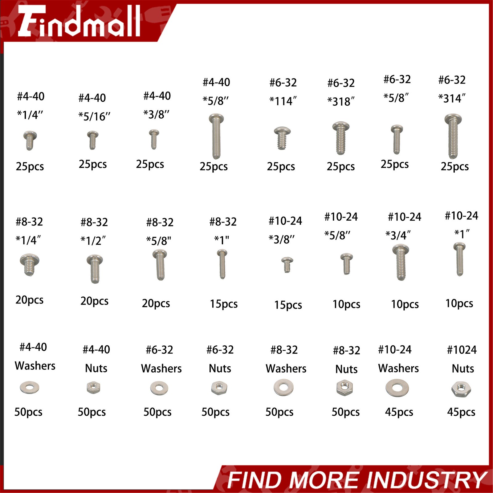 710Pcs Machine Screw Assortment Assorted Nuts Bolts and Flat Washers Kit