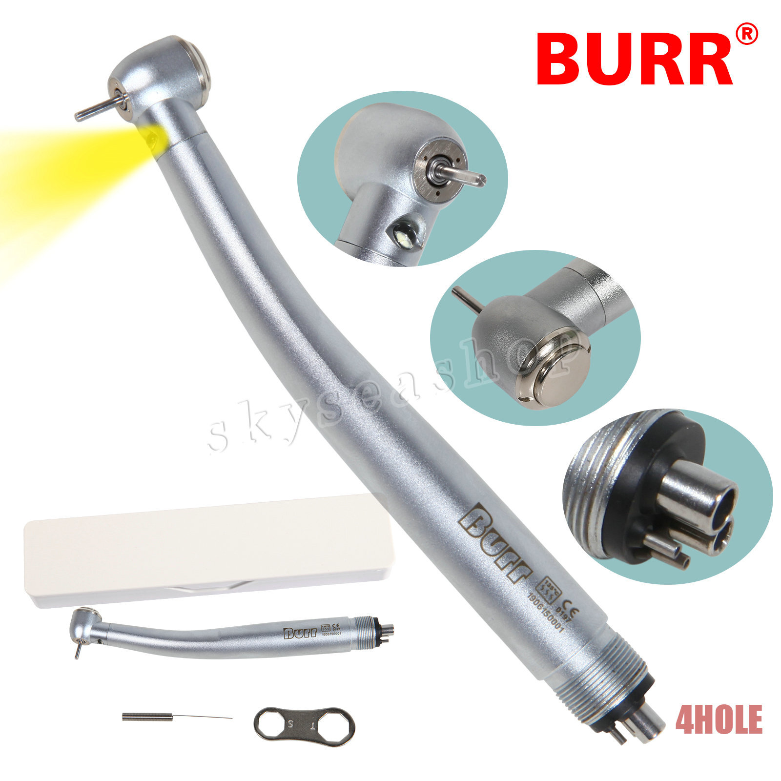 Dental 4 Hole LED E-generator Fiber Optic High Speed Handpieces NSK Style CE