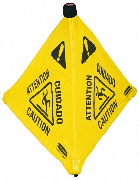 Rubbermaid Caution, 21″ Wide x 30″ High, Plastic Floor Sign POP-UP, Black on …