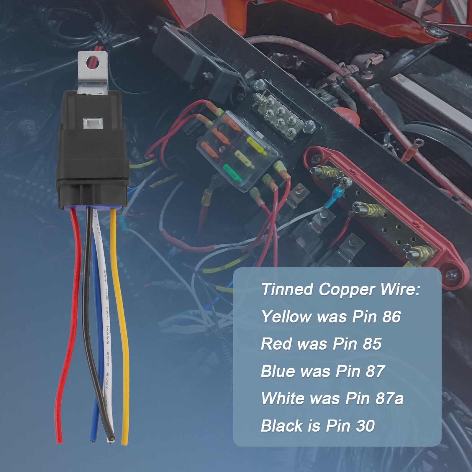 Waterproof 5 Pin 12V 40 Amp Relay & Socket W/ 5″ 12 Gauge Wire Pigtail Harness