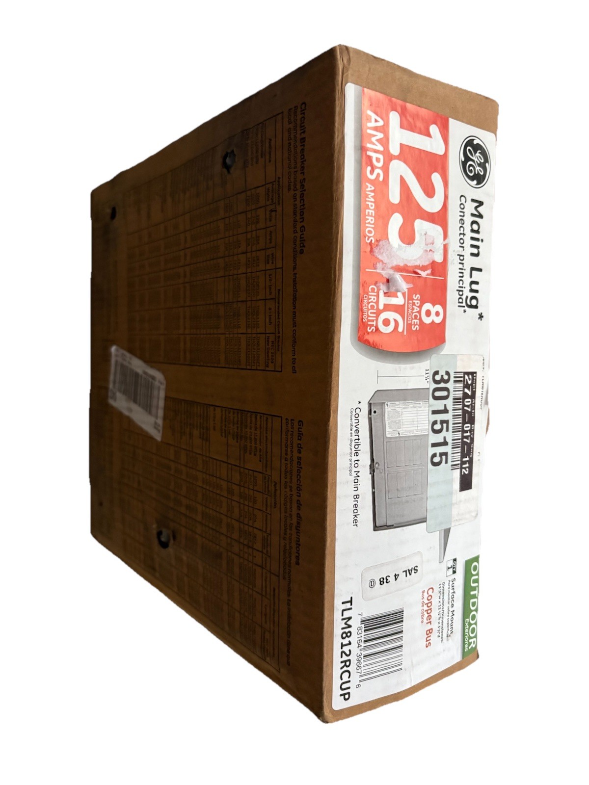 GE TLM812RCUP PowerMark Gold 16-Circuit Outdoor Convertible Main Lug Load Center