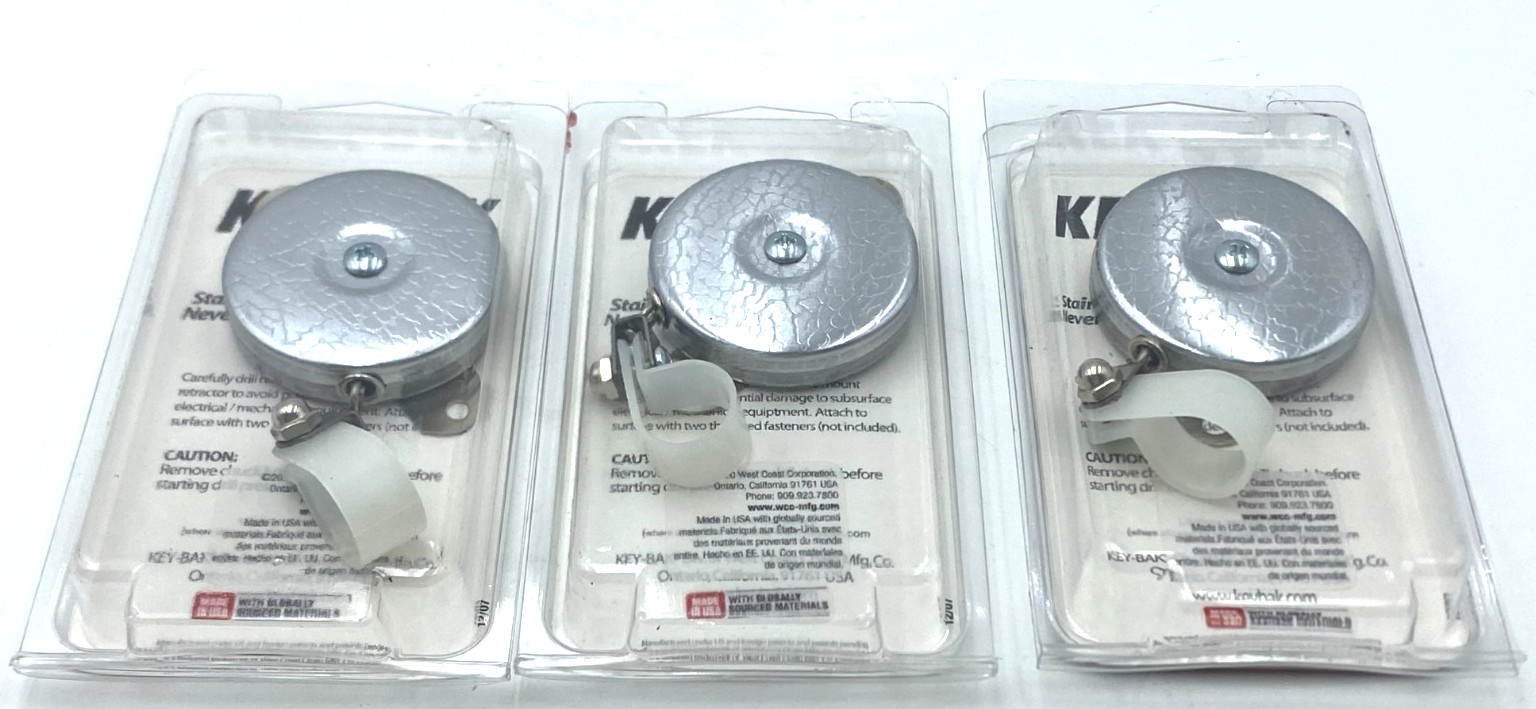 KEY-BAK 7LSC Retractable Key Reel 24″ Cord Heavy Duty Mount Base Lot of 3 NEW