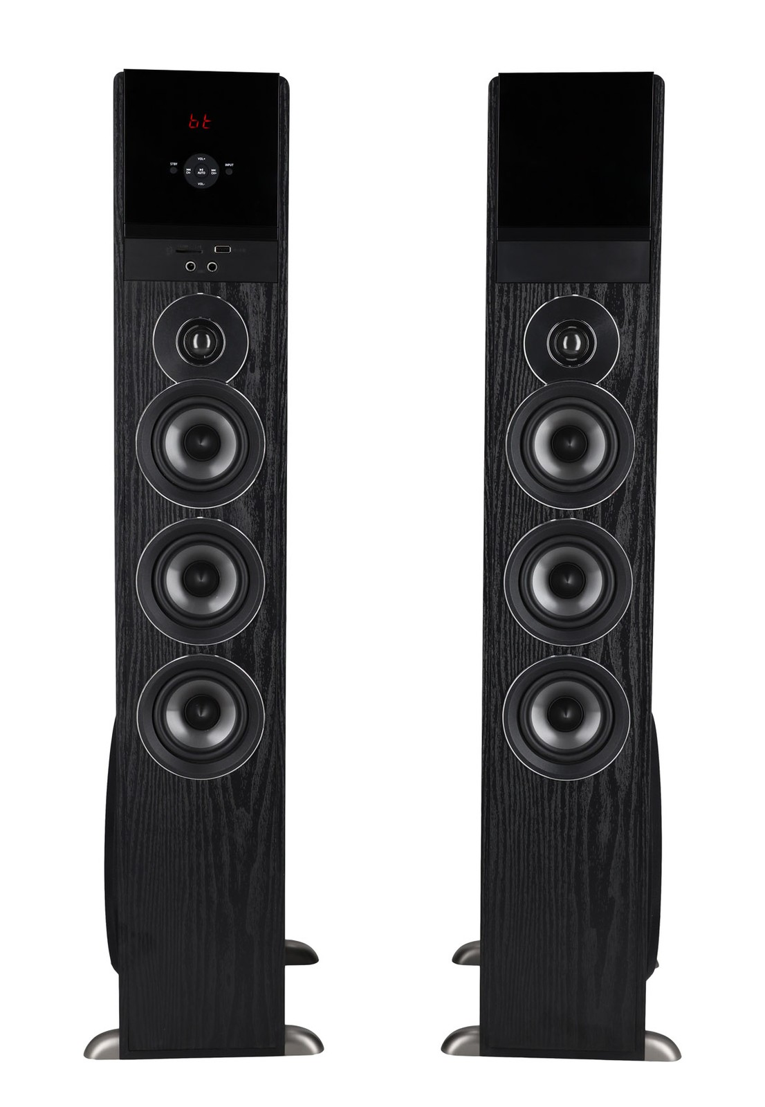 Rockville TM150B Black Powered Home Theater Tower Speakers 10″ Sub + Bluetooth