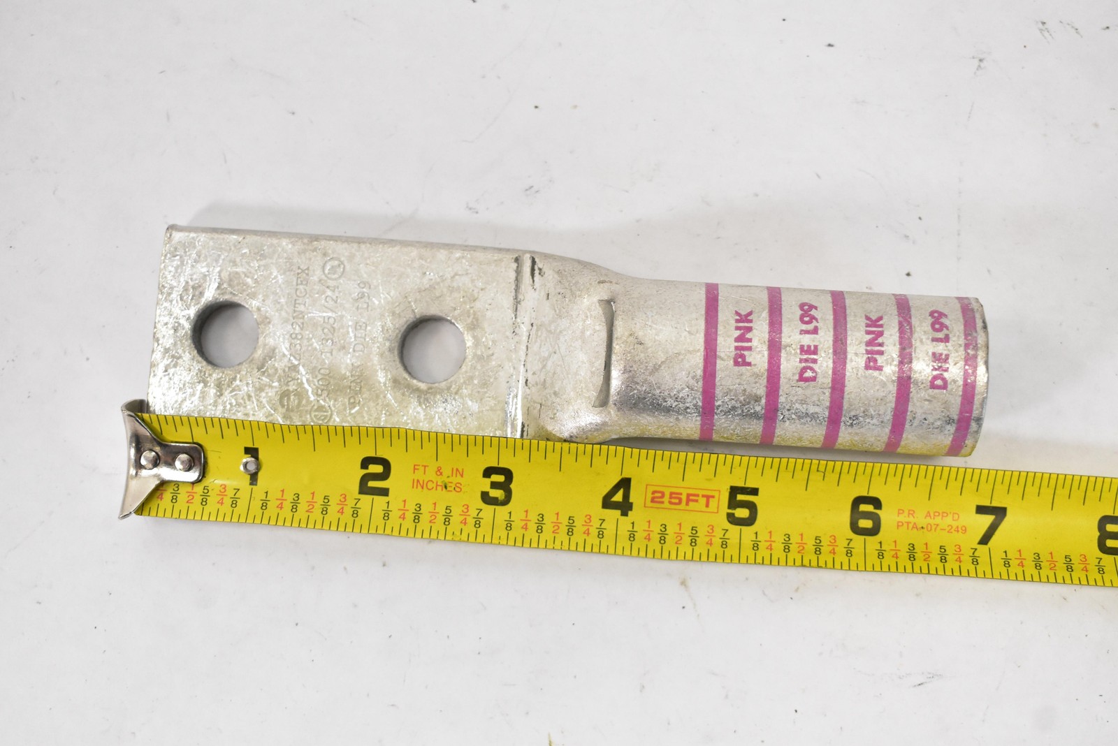 Burndy Crimp Connector 2-Hole Compression Lug Pink Stripe DIE L99 Copper Alloy