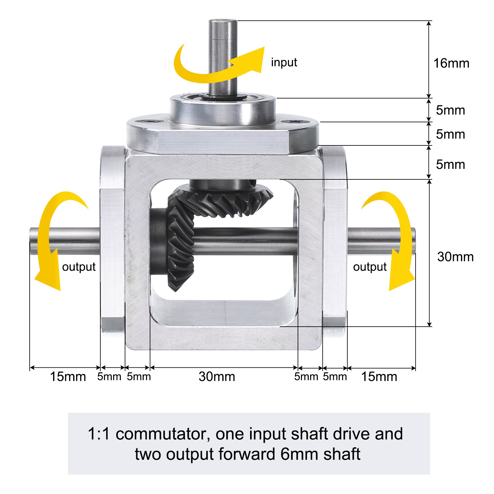 90 Degree Right Angle Bevel Gearbox Double Output Shaft 1M 20 Teeth