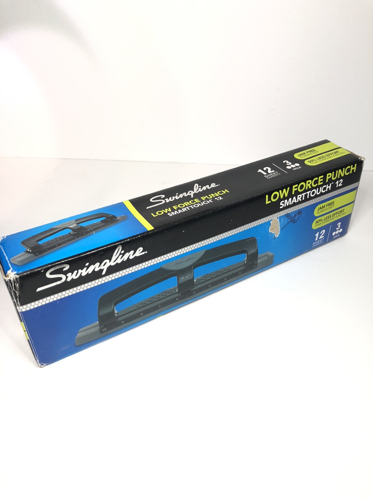 Swingline A7074134 Three-Hole Paper Punch 12 Sheets Blk/Gry Pre owned