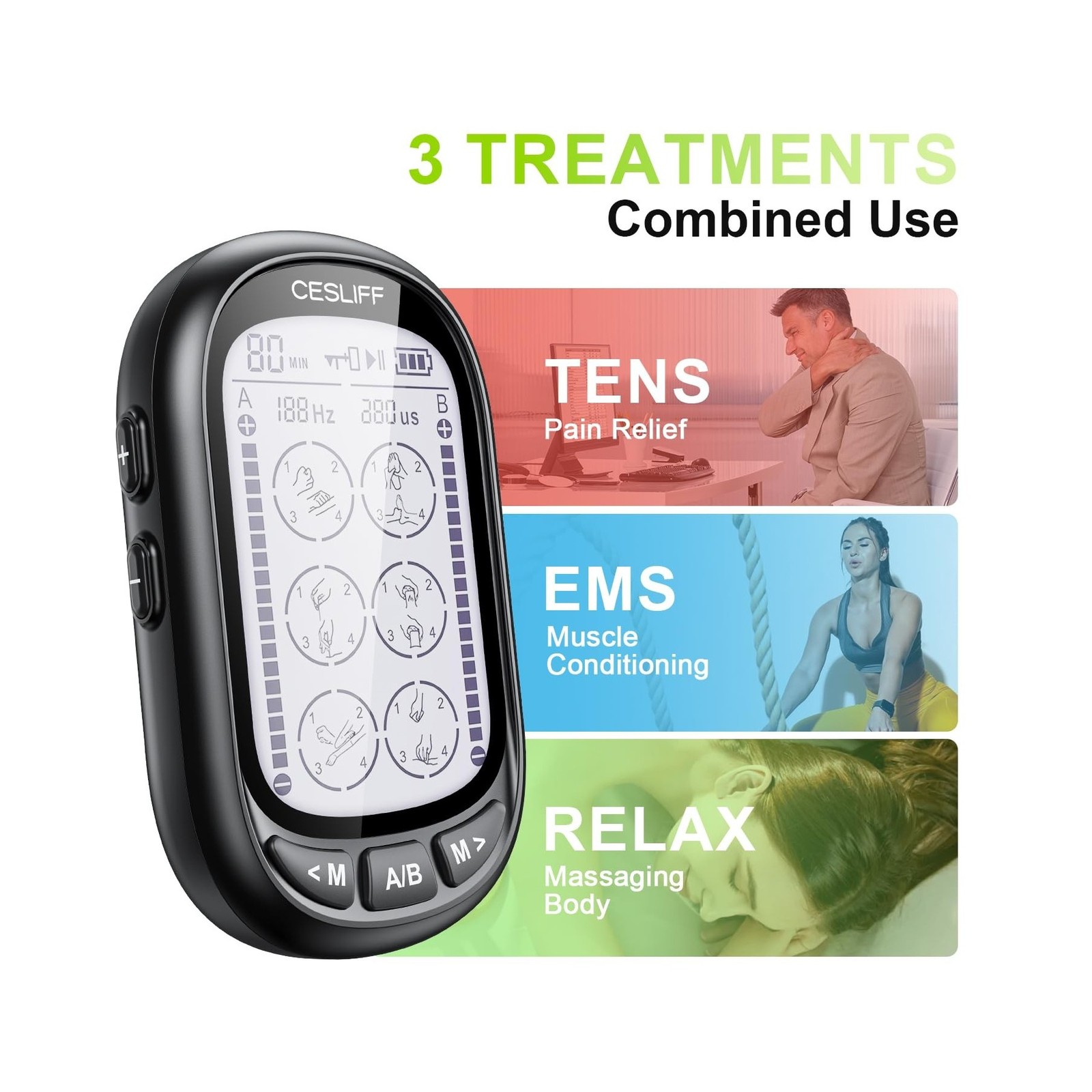 Dual Channel TENS EMS Unit 24 Modes 36 Levels, Upgraded Large S… FAST USA SHIP