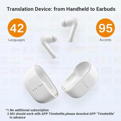 Timekettle M3 3-in-1 Language Translator Earbuds, Real-Time Offline Translation