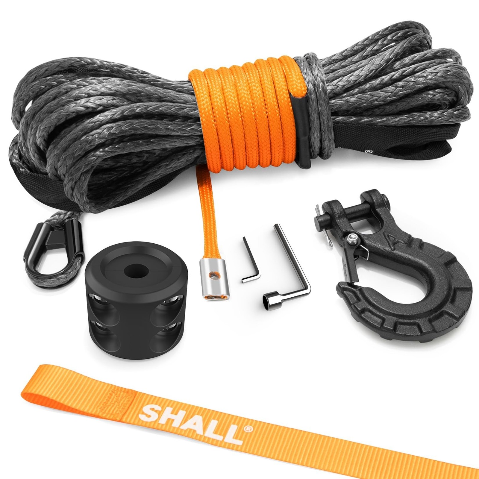 SHALL Winch Rope, 1/4 Inch x 50 Ft Synthetic Winch Rope – 10000LBS Winch Line…