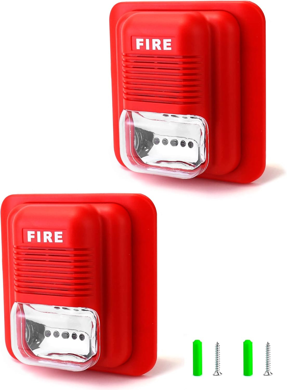 2 Pack 12V/24V Wired Fire Alarm Siren Strobe Light Sensor 105dB WD8912