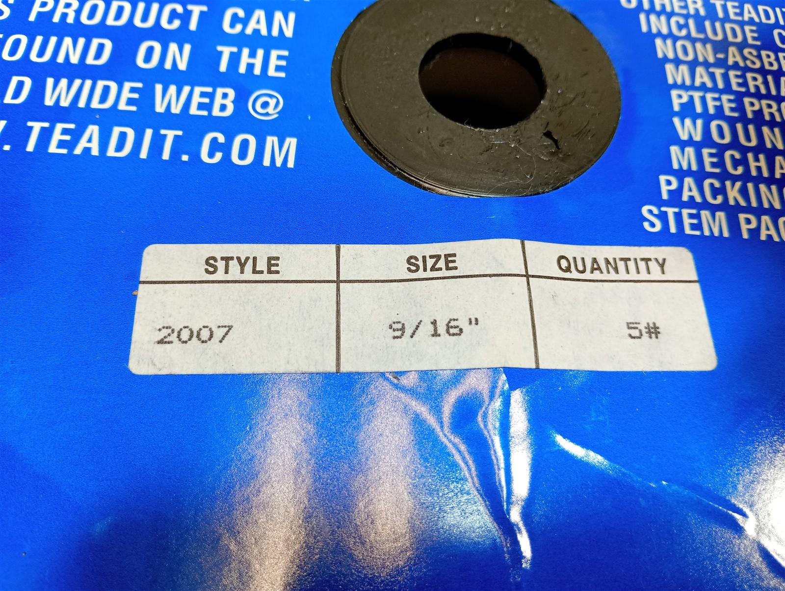 TEADIT 9/16″ Style 2007 Braided Packing, Expanded PTFE Graphite 5.6 lbs.
