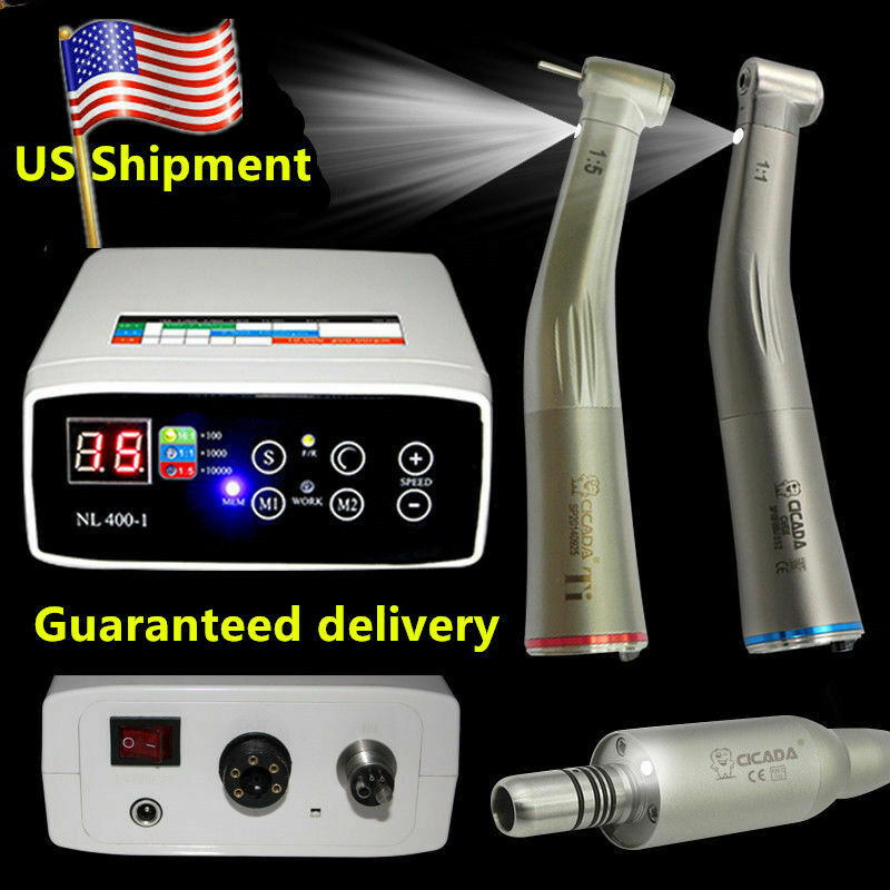 E-TYPE Dental Electric Motor + 1:1 + 1:5 HIgh & Low Speed Handpiece Contra Angle