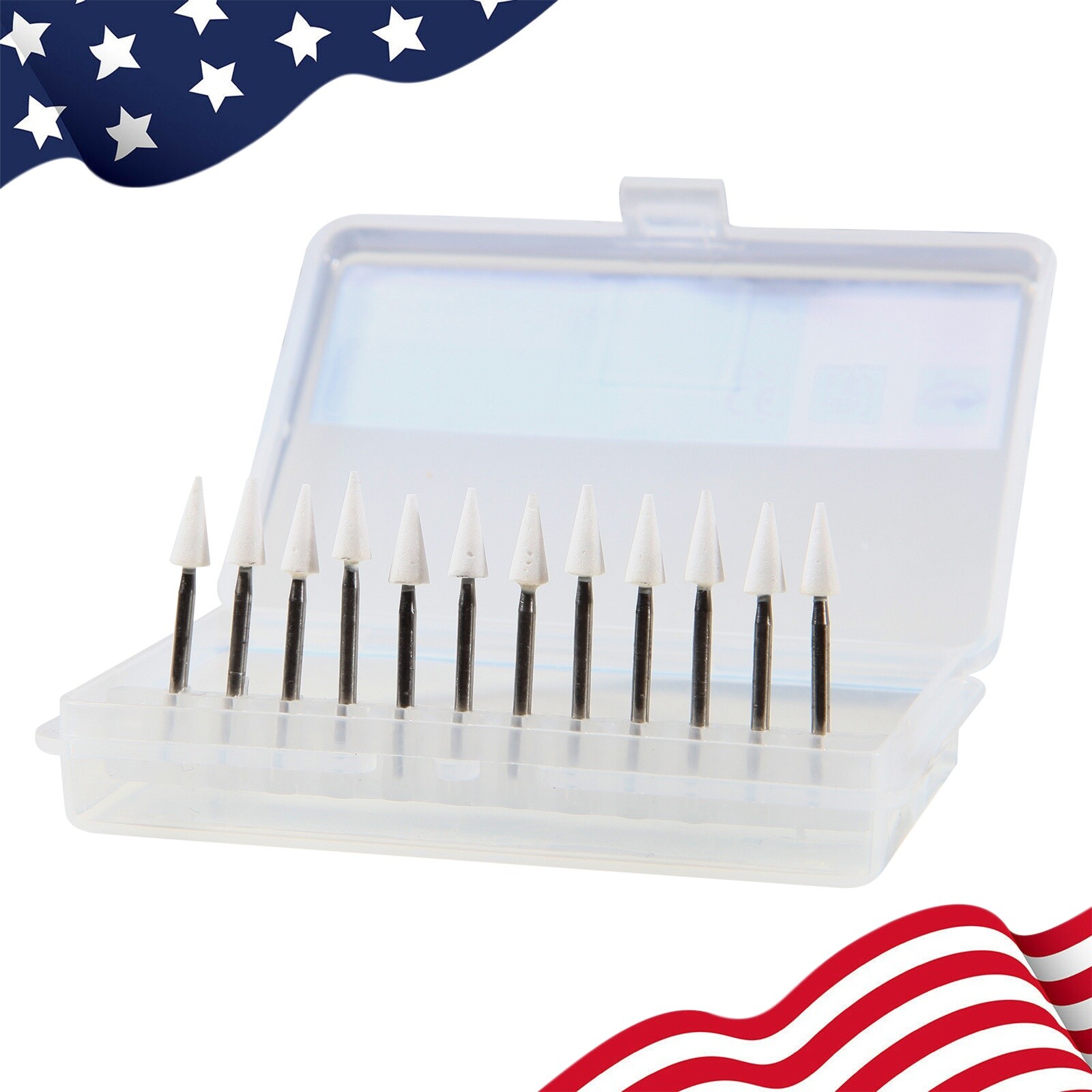 12 Pcs/Box Dental White Polishing Stones Cone Shape FG Burs Arkansas Stone CN1