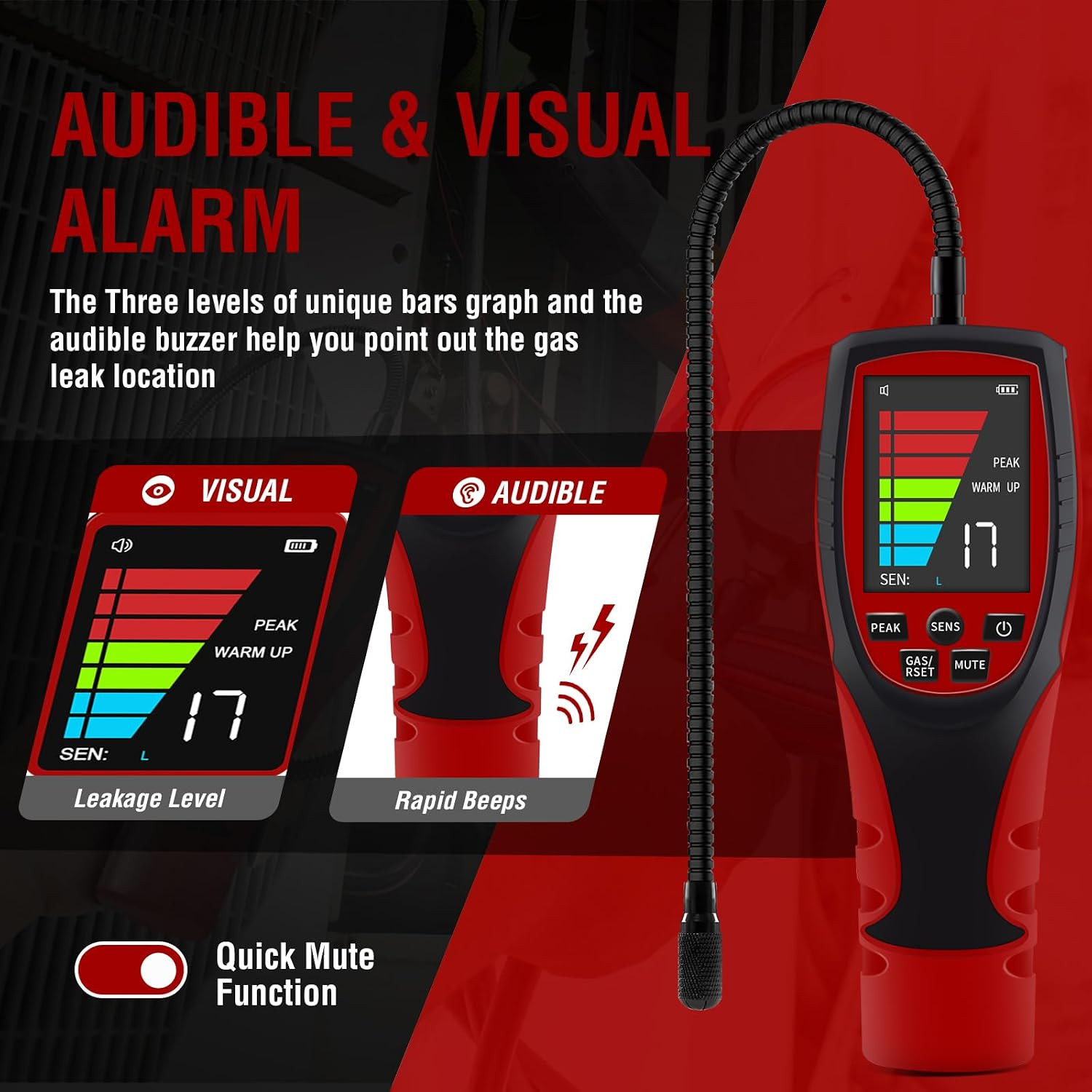 Refrigerant Leak Detector HVAC, ALD-200PRO 3-In-1 Professional Freon Leak Detec