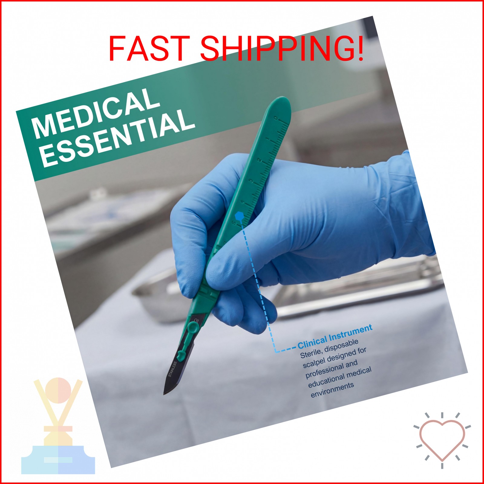 MED PRIDE Sterile Disposable Surgical Scalpels 10 Pack, Individually Wrapped Pro