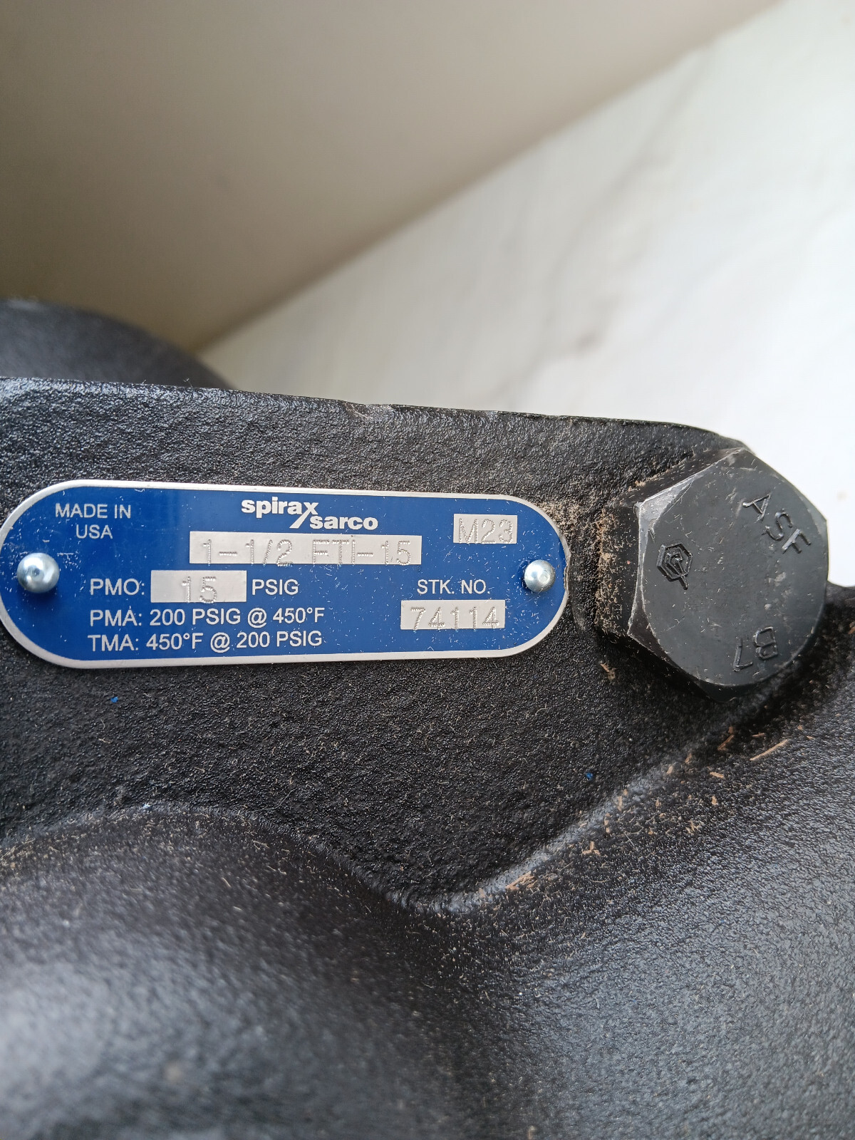 SPIRAX SARCO 74114 1-1/2 FTI-15 15 PSIG