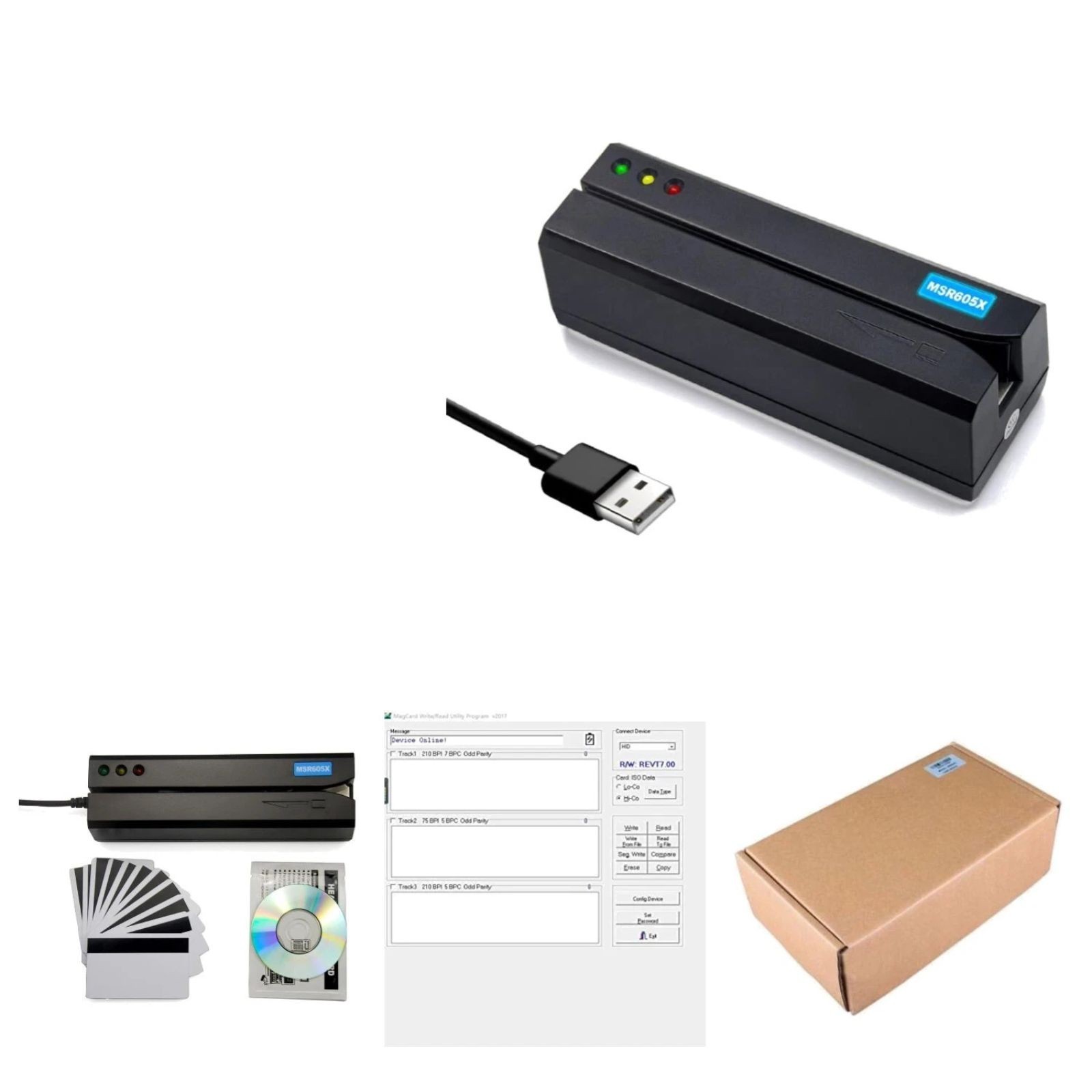 Card Reader Writer USB Swipe Encoder 3 Tracks microSD SD Card Durable 5-Function