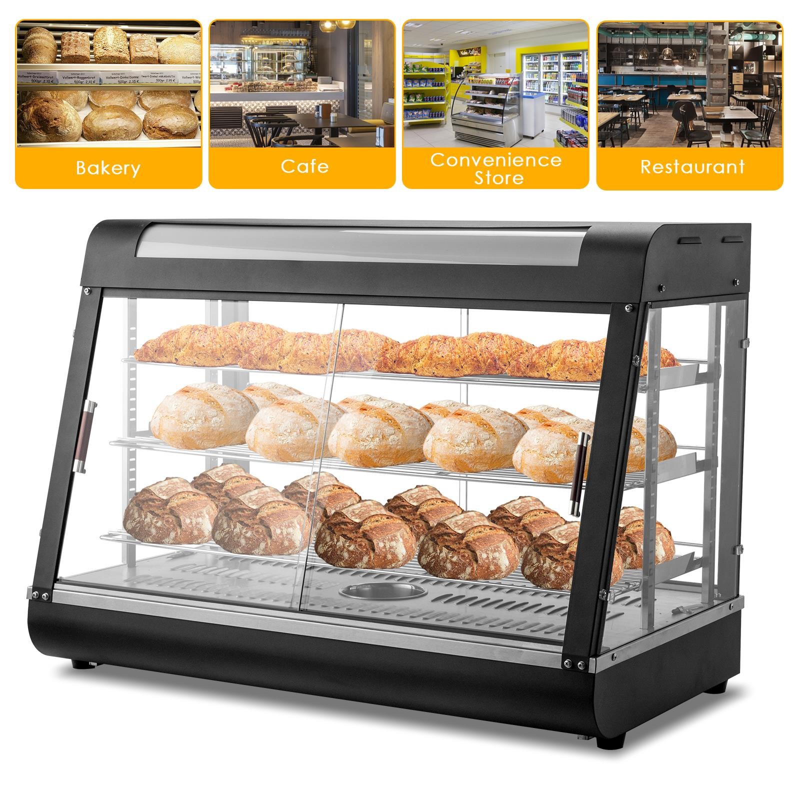 ROVSUN 3 Tier 35″ Commercial Heat Food Pizza Warmer Display Show Case Heavy Duty