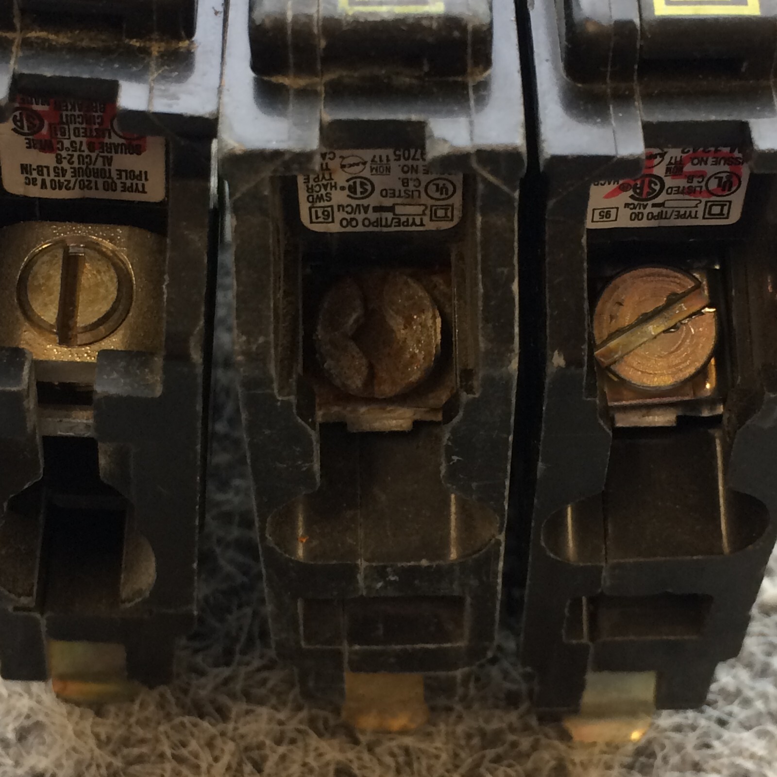 Lot of 3 Square D QO130, QO120 and QO150 Circuit Breakers 1 Year Warranty Yellow