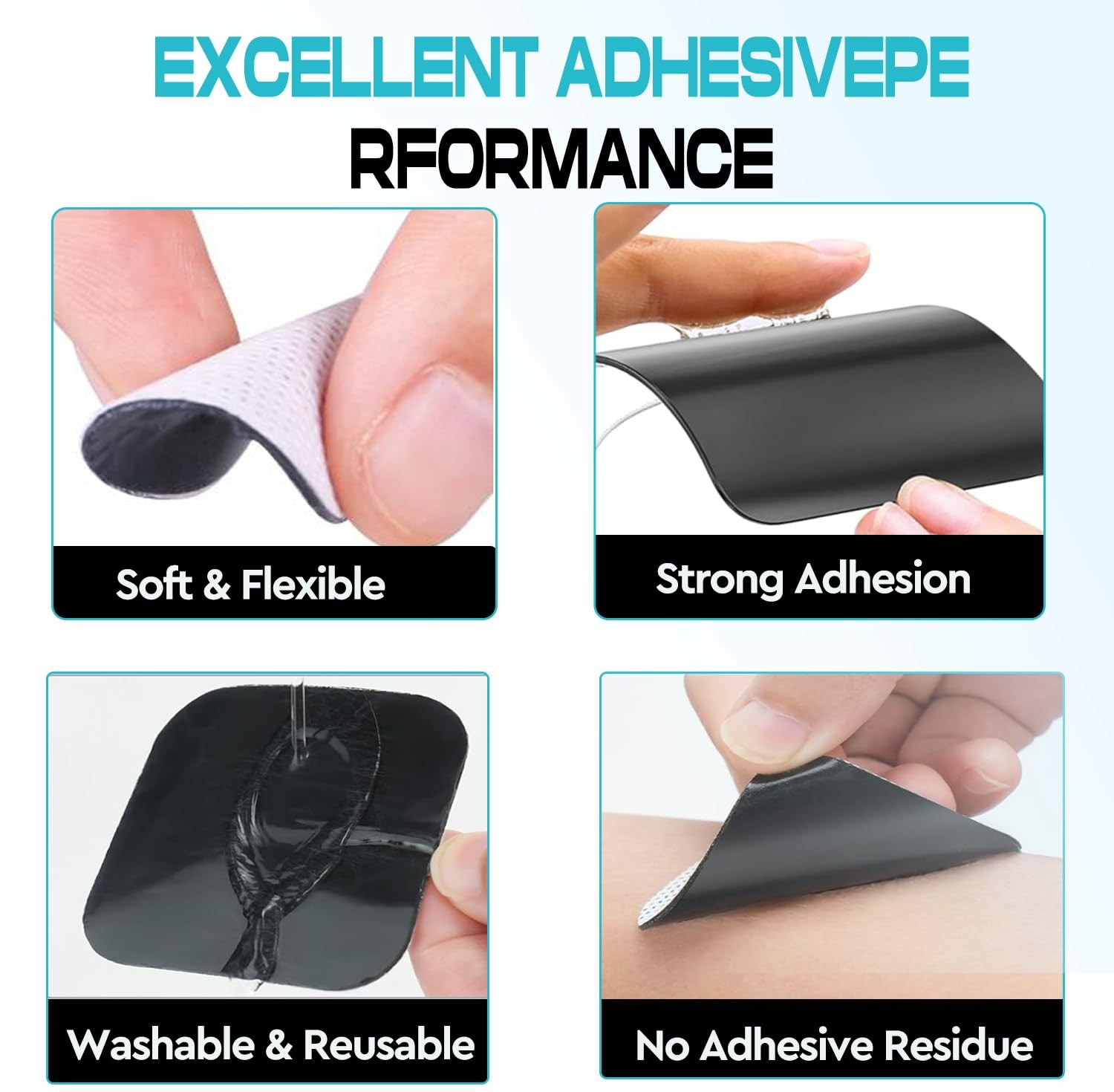 8 PCS 2X 2” Tens Unit Electrode Pads Compatible with Auvon 7000 white