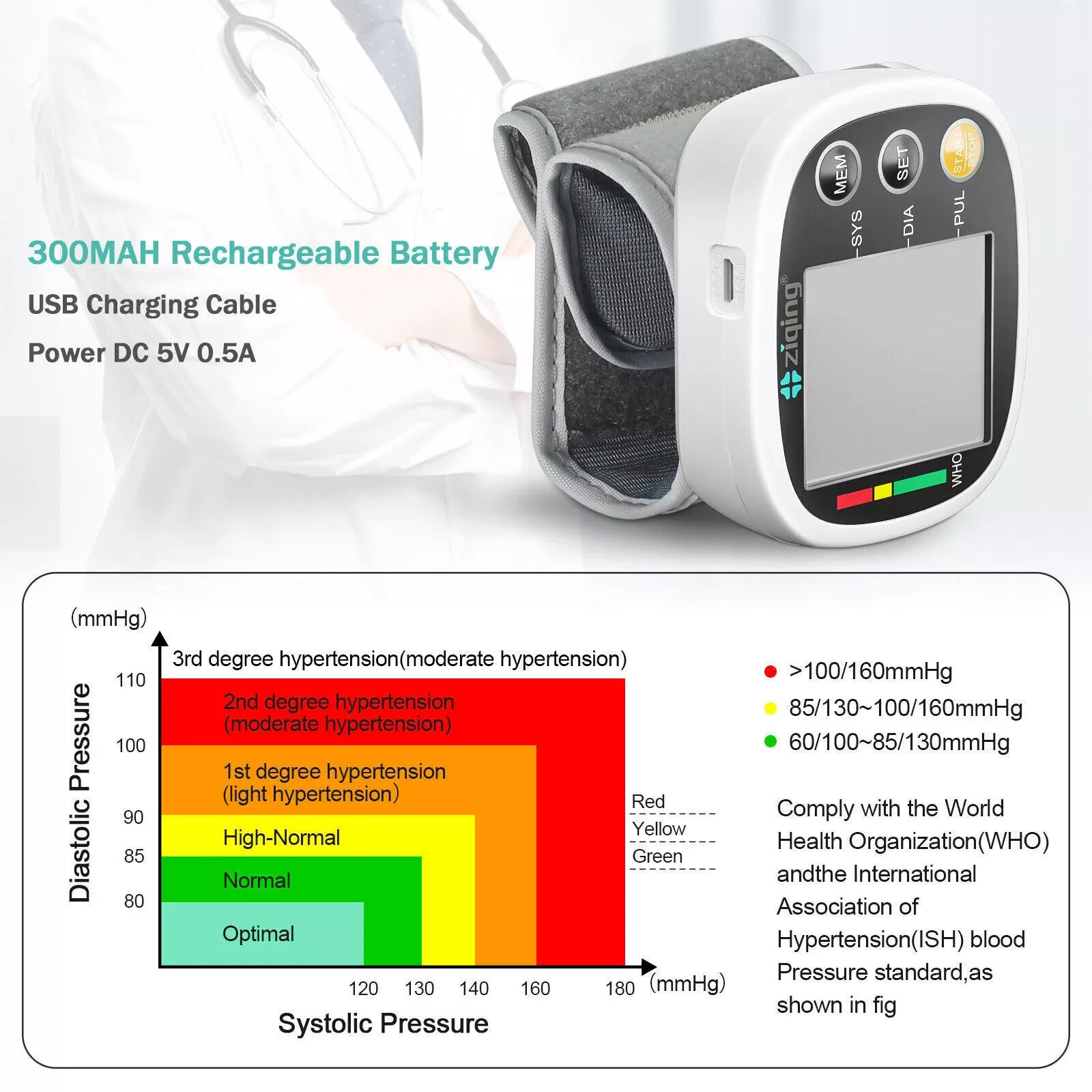 Automatic LCD Wrist Blood Pressure Monitor BP Machine Heart Rate Machine