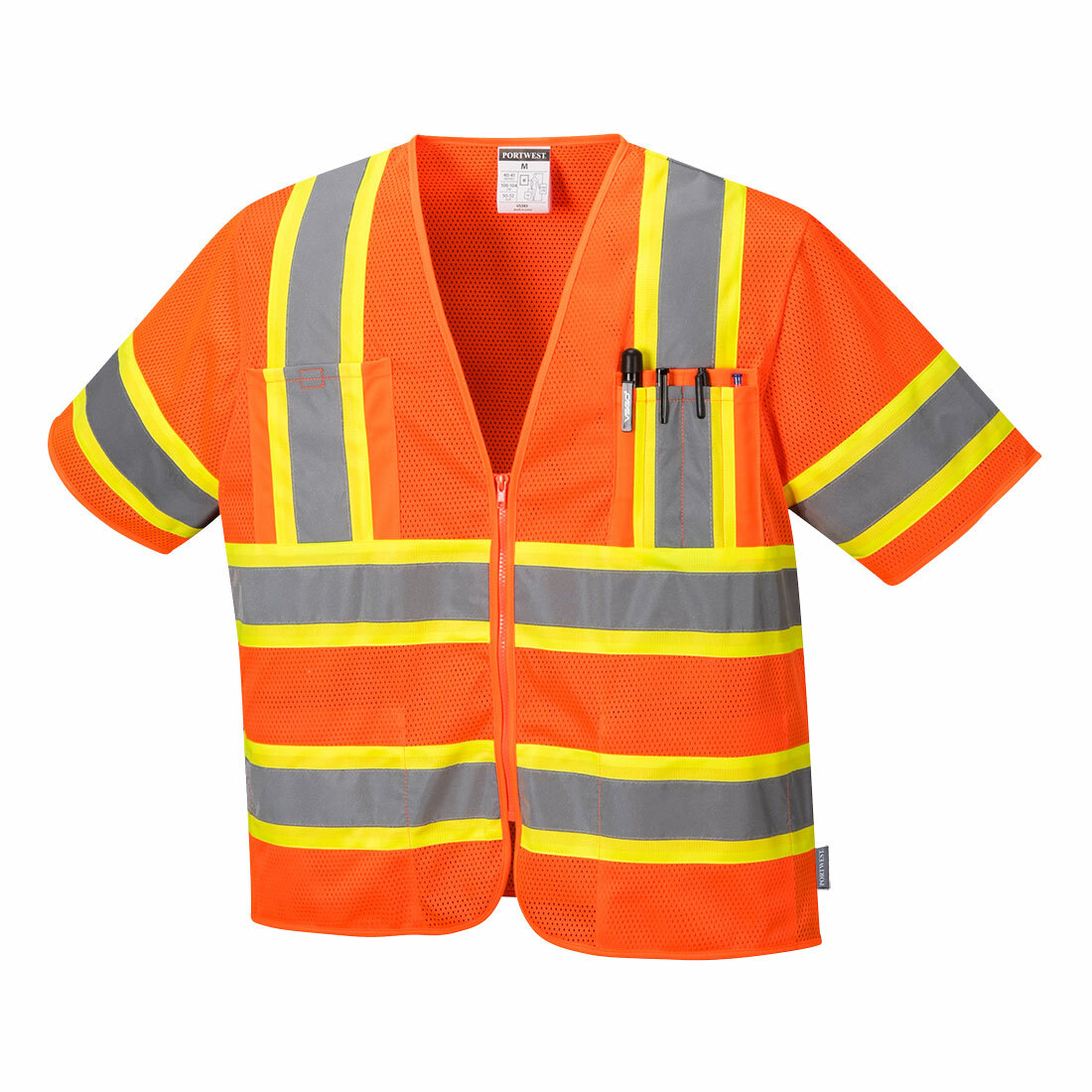 Portwest US383 Augusta Sleeved Hi Vis Cooling Mesh Vest Reflective Tape ANSI
