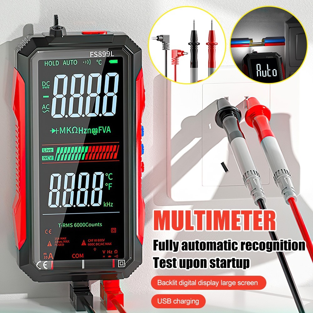 FS899L Digital Multimeter with Color Screen & Storage Case, USB C Rechargeable E